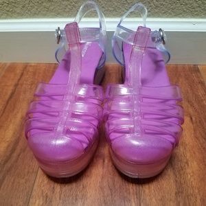 Cotton Candy Platform Jelly Shoes